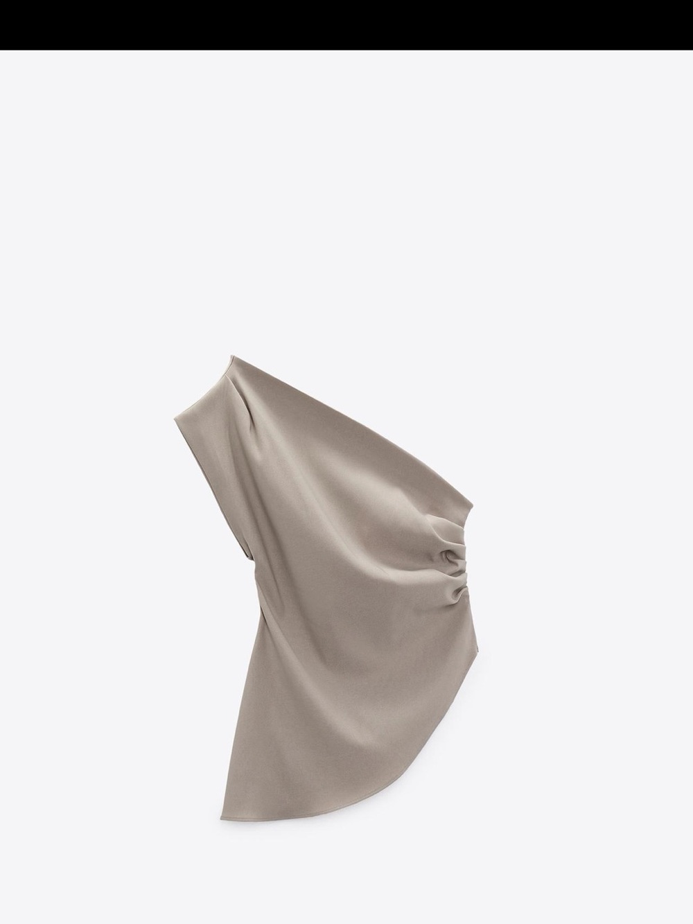 Zara One-Shoulder Draped Top in Taupe